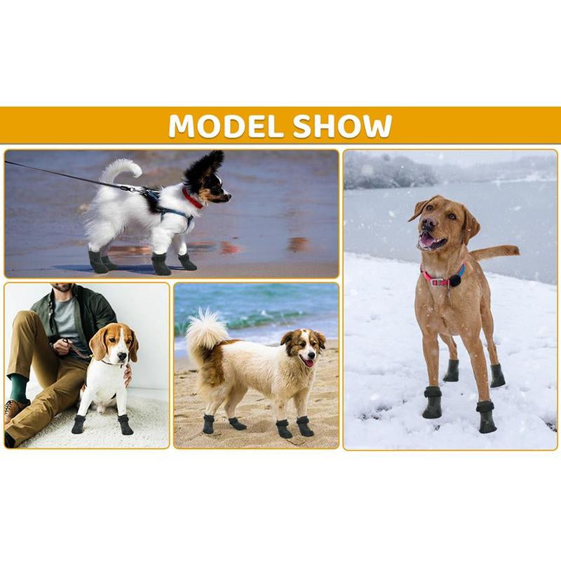 Adjustable Breathable Dog Shoes 4 Count Set Waterproof Non-Slip Pet Socks for Large Medium Dogs Outdoor Sports Rubber Material Kiadog Shoe