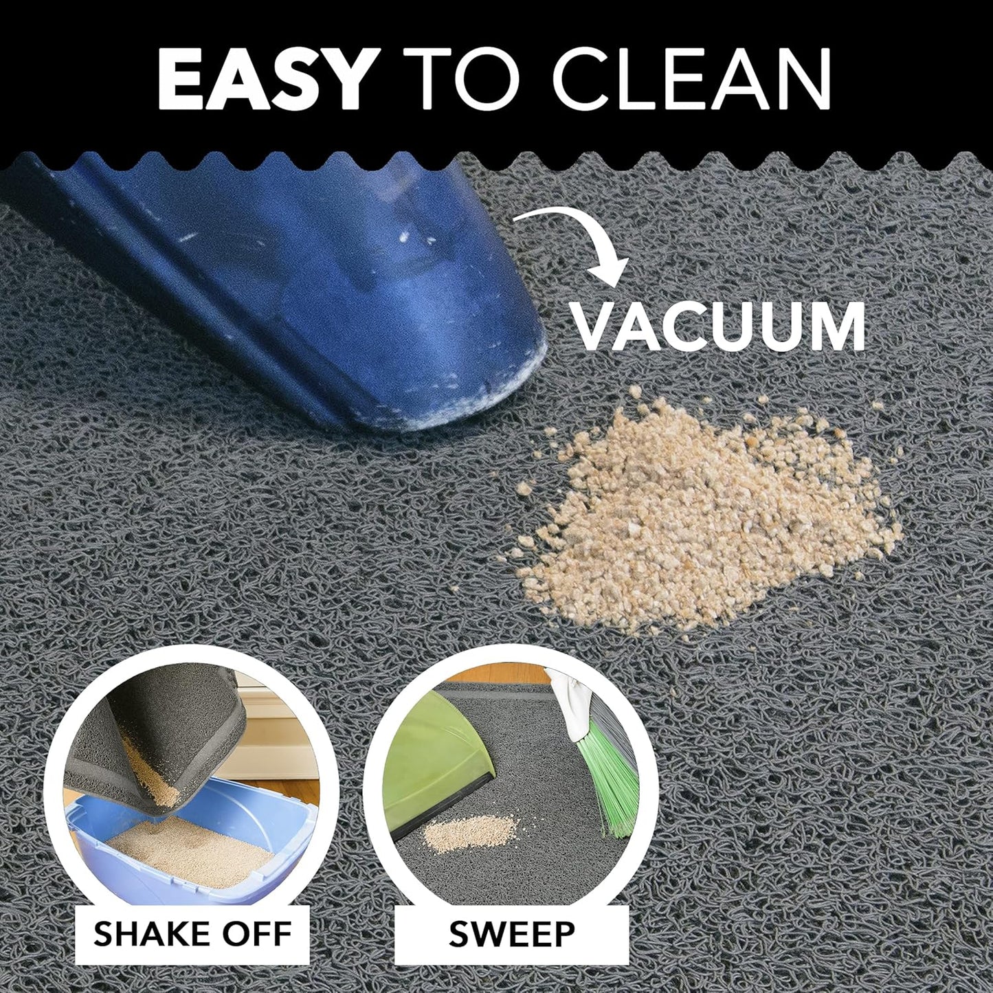 Cat Litter Mat by  (XL Size: 36"X24") - Non-Slip, Durable, Easy to Clean, Water Resistant - Eliminates Litter Tracking, Soft on Kitty Paws, Scatter Control, Covered Litter Box Mat