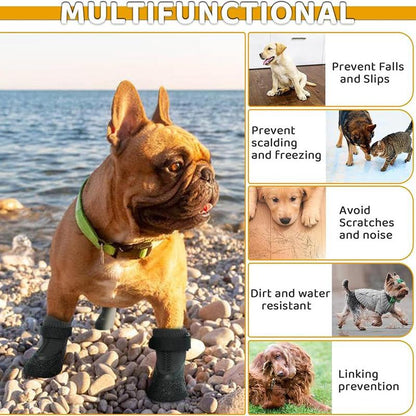 Adjustable Breathable Dog Shoes 4 Count Set Waterproof Non-Slip Pet Socks for Large Medium Dogs Outdoor Sports Rubber Material Kiadog Shoe