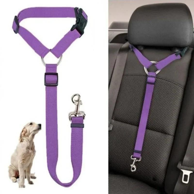 Leash Safety Belt - Solid Color Two-In-One Pet Car Seat Belt Nylon Lead Leash Backseat Safety Belt Adjustable Dogs Harness Collar Pet Accessories Travel Dog