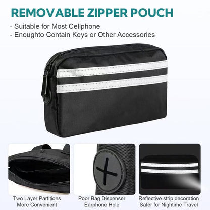 Hands Free Dog Leash with Pouch, Double Leash for Two Dogs, Retractable Bungee with Double Padded Handles, Dog Waist for Dog Walking, Running for Dogs, Dog Walking Accessories