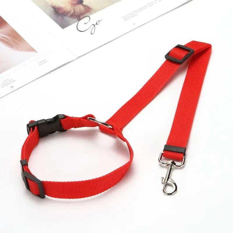 Leash Safety Belt - Solid Color Two-In-One Pet Car Seat Belt Nylon Lead Leash Backseat Safety Belt Adjustable Dogs Harness Collar Pet Accessories Travel Dog